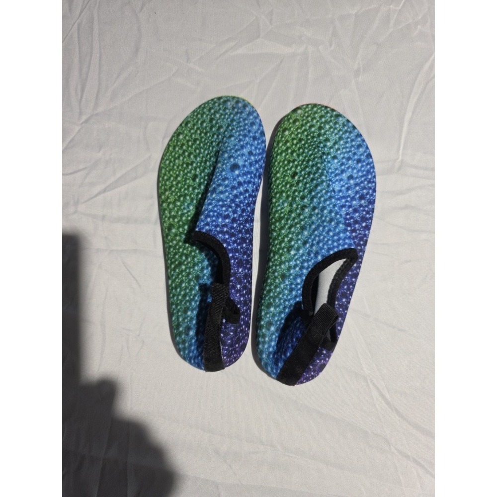Anluke Water Shoes Blue Green Bubble Print Rainbow Sole Aqua Socks Mens Womens